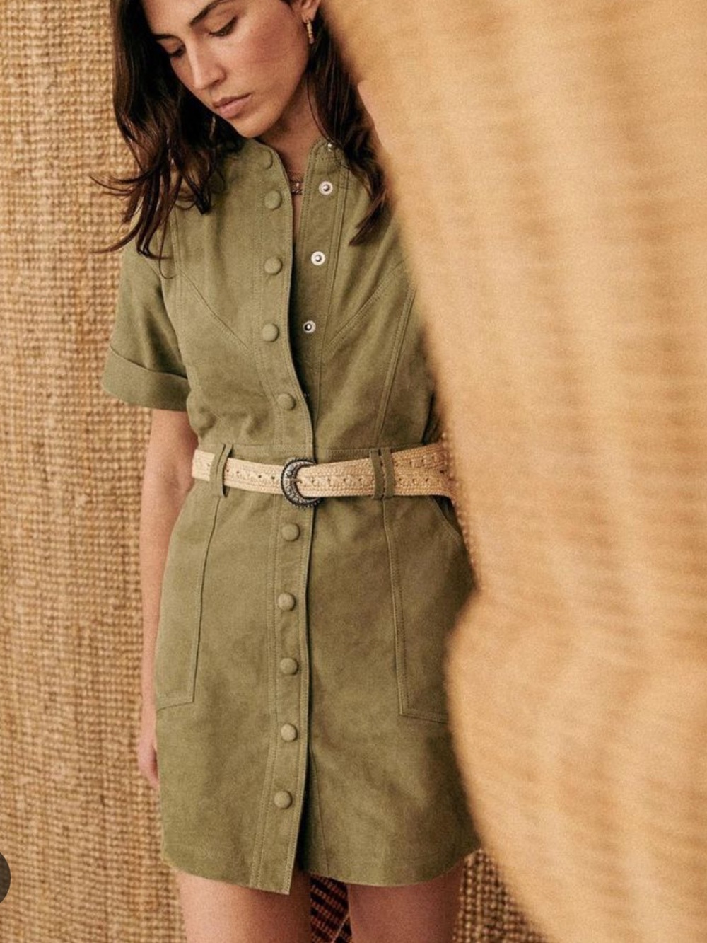 Sézane Robe Paulette kaki